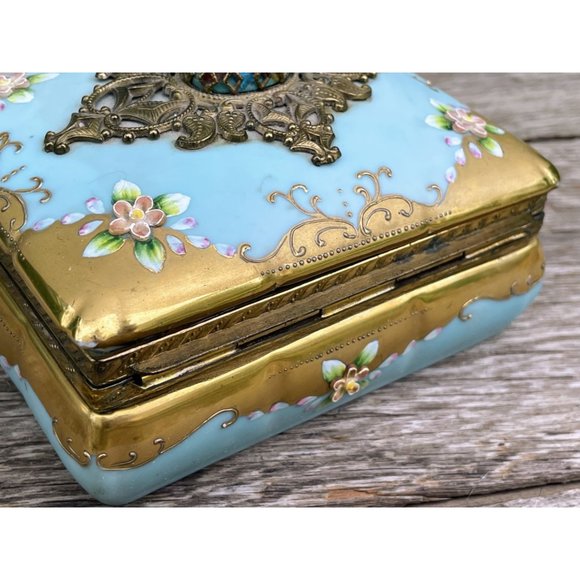 Vintage Lenwile Ardalt Porcelain Glass Jewel Vanity Set Box Match safe Trays - Picture 5 of 16